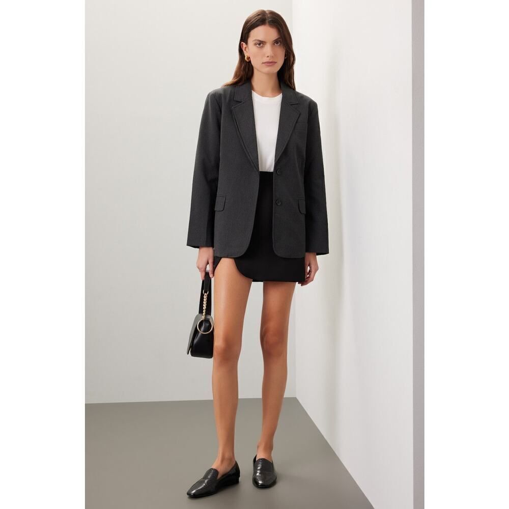 Moon River Blazer Jacket Womens Small Gray Twill Double Layer Long Sleeve Button